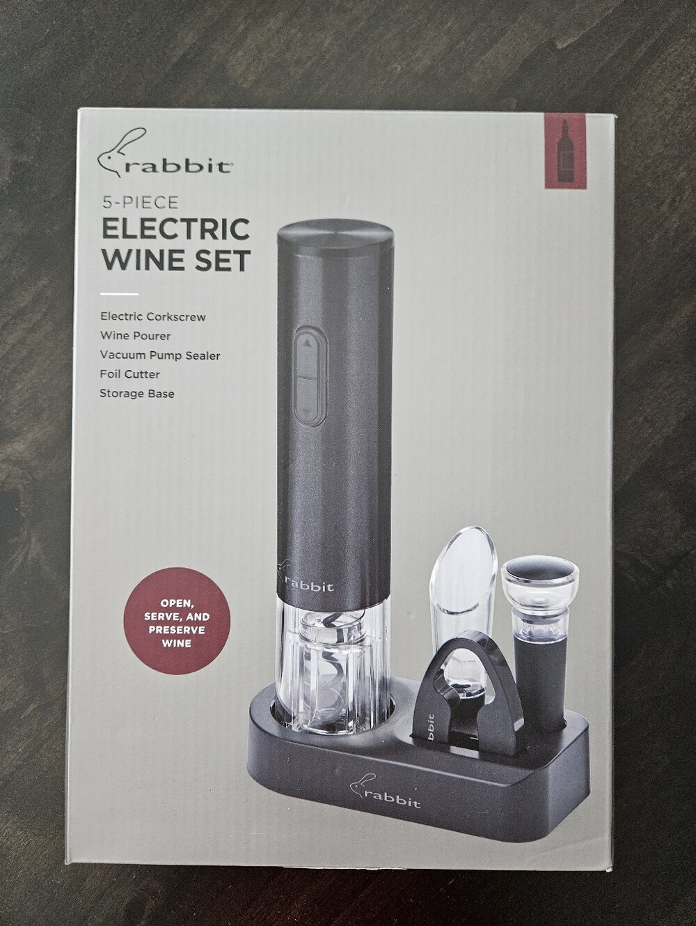 Rabbit 5 Piece Electric Wine Set NWT